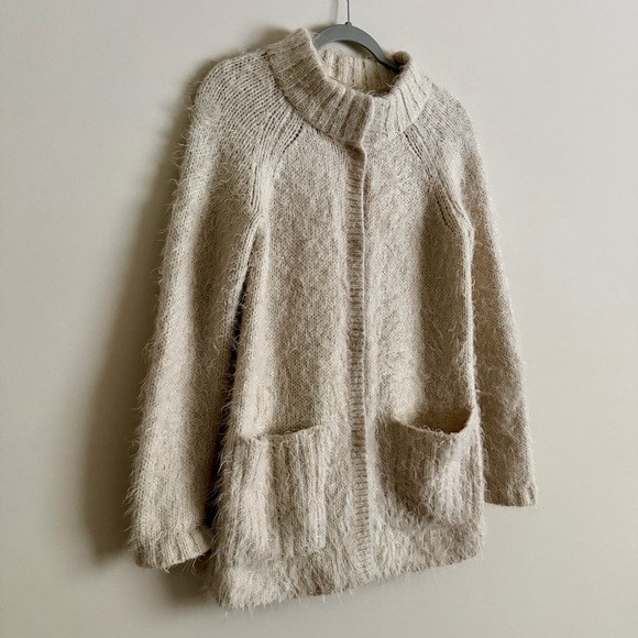 Free People Button Up Cardigan Fuzzy Womens Size S Soft Cozy Boho Sweater - Picture 3 of 11